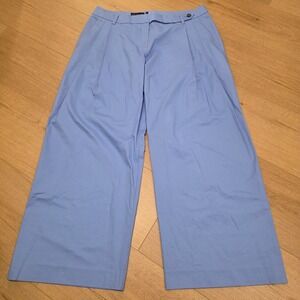 Wildfang Essential Wide Leg Trousers Blue Pleated High Rise Plus Sz 20W BTPT0004